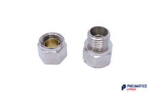 Load image into Gallery viewer, 3/8" Female BSP to 10mm Stud Compression Fitting (Nickel Plated Brass)