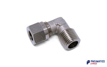 Load image into Gallery viewer, 1/4" to 8mm BSPT Elbow Compression Pneumatic Fitting (Nickel Plated Brass)