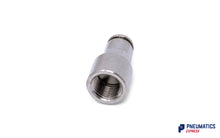 Load image into Gallery viewer, 1/8" to 4mm Female Stud Push-In Fitting (Nickel Plated Brass)