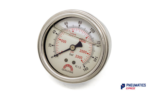 Watson Stainless Steel 160 Bar Pressure Gauge (Back Entry) 1/4