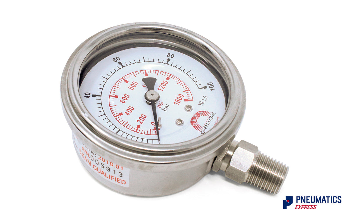 100 Bar Watson Stainless Steel 100 bar Pressure Gauge (Bottom Entry ...