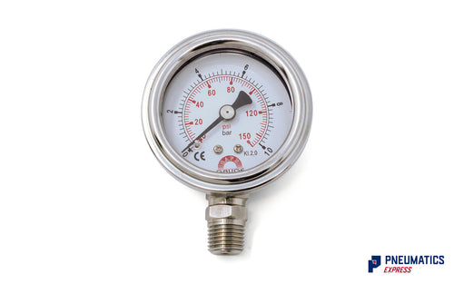 Watson Stainless Steel 10 Bar Pressure Gauge (Bottom Entry) 1/4