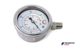 Watson Stainless Steel 1 Bar (15 PSI) Pressure Gauge (Bottom Entry) 1/4" BSP