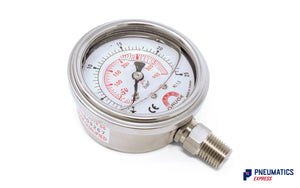 Watson Stainless Steel 25 Bar (350 PSI) Pressure Gauge (Bottom Entry) 1/4"