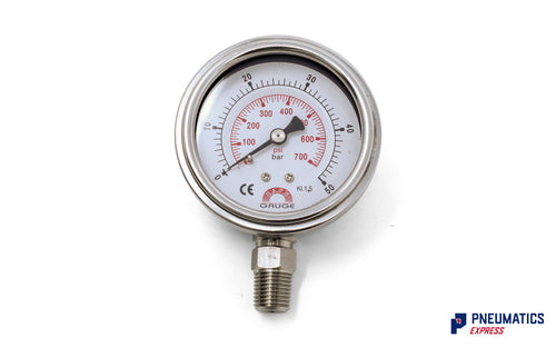 Watson Stainless Steel 50 Bar (700 PSI) Pressure Gauge (Bottom Entry) 1/4