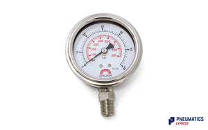 Watson Stainless Steel 60 Bar Pressure Gauge (Bottom Entry) 1/4" BSP