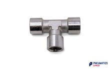 Load image into Gallery viewer, 1/4" Female Union Tee Metallic Pneumatic Fitting (Nickel Plated Brass)