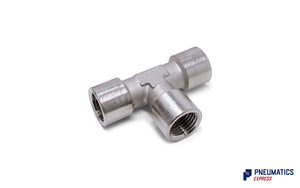 1/4" Female Union Tee Metallic Pneumatic Fitting (Nickel Plated Brass)