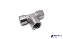 Load image into Gallery viewer, 1/2&quot; Female Union Tee Metallic Pneumatic Fitting (Nickel Plated Brass)