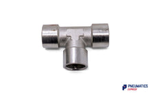 Load image into Gallery viewer, 1/2" Female Union Tee Metallic Pneumatic Fitting (Nickel Plated Brass)