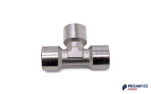 Union Tee 3/8" Female Metallic Pneumatic Fitting (Nickel Plated Brass)