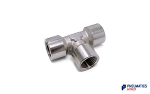 Union Tee 3/8" Female Metallic Pneumatic Fitting (Nickel Plated Brass)