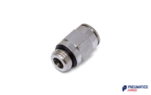 10mm to 1/4" Straight Parallel Male Stud Push-In Fitting (Nickel Plated Brass)