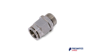 12mm to 3/8" Straight Parallel Male Stud Push-In Fitting (Nickel Plated Brass)