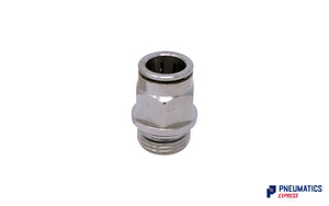 14mm to 1/2" Straight Parallel Male Stud Push-In Fitting (Nickel Plated Brass)