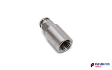 Load image into Gallery viewer, 4mm to 1/8&quot; Straight Female Stud Push-In Fitting (Nickel Plated Brass)