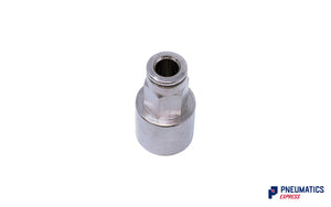 6mm to 1/4" Straight Female Stud Push-In Fitting (Nickel Plated Brass)