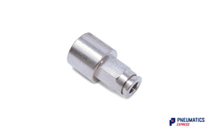 6mm to 1/4" Straight Female Stud Push-In Fitting (Nickel Plated Brass)