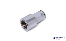 Load image into Gallery viewer, 8mm to 1/4&quot; Straight Female Stud Push-In Fitting (Nickel Plated Brass)