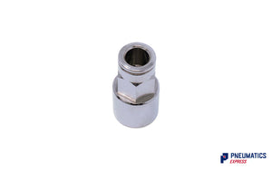 8mm to 1/4" Straight Female Stud Push-In Fitting (Nickel Plated Brass)