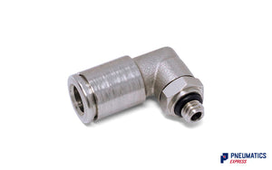 6mm to M5 Swivel Elbow Metallic Push-In Fitting (Nickel Plated Brass)