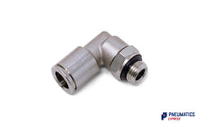 Load image into Gallery viewer, 8mm to 1/8&quot; Swivel Elbow Push-In Fitting (Nickel Plated Brass)