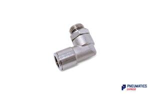 10mm to 1/4" Swivel Elbow Push-In Fitting (Nickel Plated Brass)