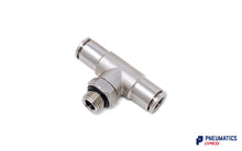 Load image into Gallery viewer, 6mm to 1/8&quot; Central Branch Tee Male Push-In Fitting (Nickel Plated Brass)