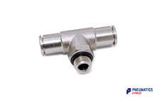 Load image into Gallery viewer, 6mm to 1/8&quot; Central Branch Tee Male Push-In Fitting (Nickel Plated Brass)