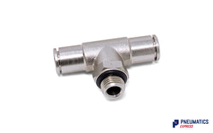 6mm to 1/8" Central Branch Tee Male Push-In Fitting (Nickel Plated Brass)