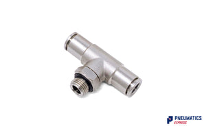 6mm to 1/8" Central Branch Tee Male Push-In Fitting (Nickel Plated Brass)