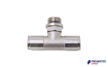 Load image into Gallery viewer, 8mm to 1/4&quot; Central Branch Tee Male Push-In Fitting (Nickel Plated Brass)