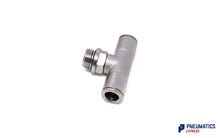 Load image into Gallery viewer, 8mm to 1/4&quot; Central Branch Tee Male Push-In Fitting (Nickel Plated Brass)