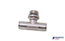 Load image into Gallery viewer, 8mm to 3/8&quot; Central Branch Tee Male Push-In Fitting (Nickel Plated Brass)