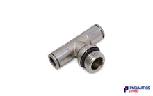 Load image into Gallery viewer, 8mm to 3/8&quot; Central Branch Tee Male Push-In Fitting (Nickel Plated Brass)