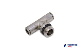 8mm to 3/8" Central Branch Tee Male Push-In Fitting (Nickel Plated Brass)