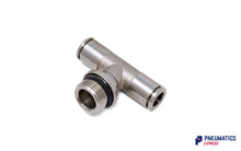 Load image into Gallery viewer, 10mm to 1/4&quot; Central Branch Tee Male Push-In Fitting (Nickel Plated Brass)