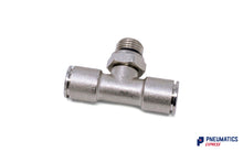 Load image into Gallery viewer, 10mm to 1/4&quot; Central Branch Tee Male Push-In Fitting (Nickel Plated Brass)