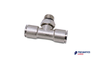 10mm to 1/4" Central Branch Tee Male Push-In Fitting (Nickel Plated Brass)