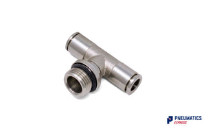 10mm to 1/4" Central Branch Tee Male Push-In Fitting (Nickel Plated Brass)