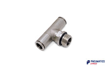 Load image into Gallery viewer, 10mm to 3/8&quot; Central Branch Tee Male Push-In Fitting (Nickel Plated Brass)