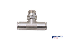 Load image into Gallery viewer, 10mm to 3/8&quot; Central Branch Tee Male Push-In Fitting (Nickel Plated Brass)