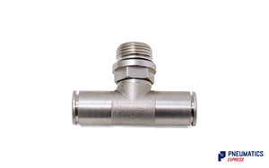 10mm to 3/8" Central Branch Tee Male Push-In Fitting (Nickel Plated Brass)