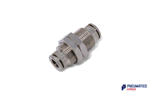 6mm Bulkhead Connector Push-In Fitting (Nickel Plated Brass)