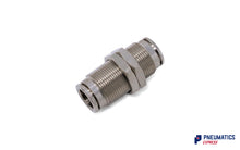 Load image into Gallery viewer, 10mm Bulkhead Connector Push-In Fitting (Nickel Plated Brass)