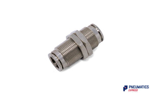 10mm Bulkhead Connector Push-In Fitting (Nickel Plated Brass)