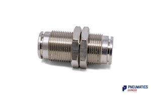 10mm Bulkhead Connector Push-In Fitting (Nickel Plated Brass)