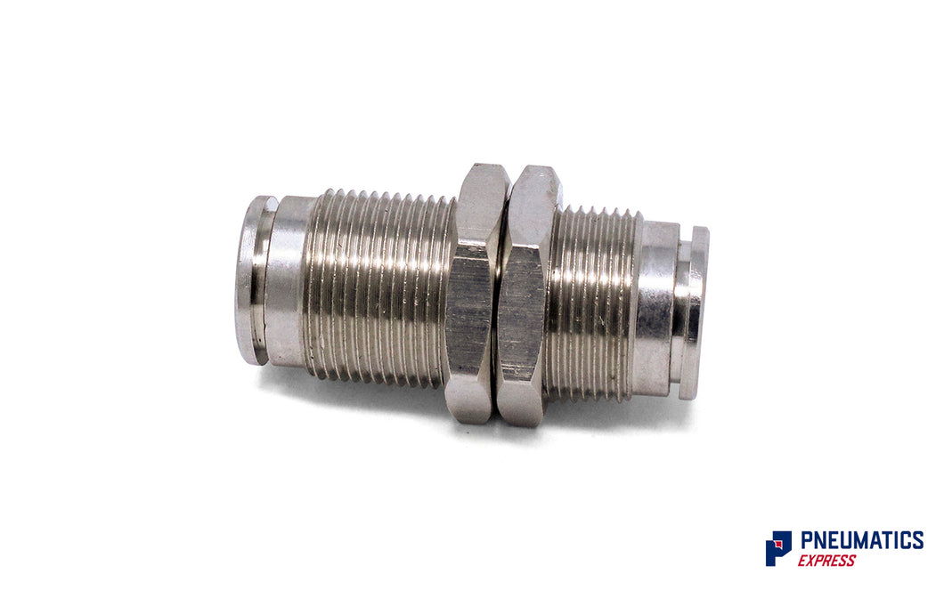 10mm Bulkhead Connector Push-In Fitting (Nickel Plated Brass)