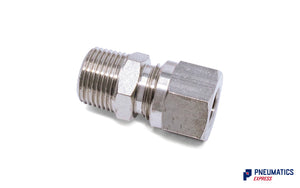 3/8" to 10mm Compression Fitting BSPT Stud (Nickel Plated Brass)