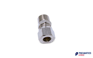 3/8" to 10mm Compression Fitting BSPT Stud (Nickel Plated Brass)